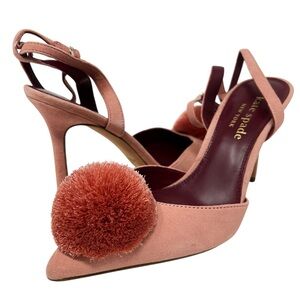Kate Spade Blush Heels with Pom Pom